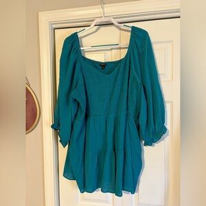 Torrid Teal Blouse with Textured Design